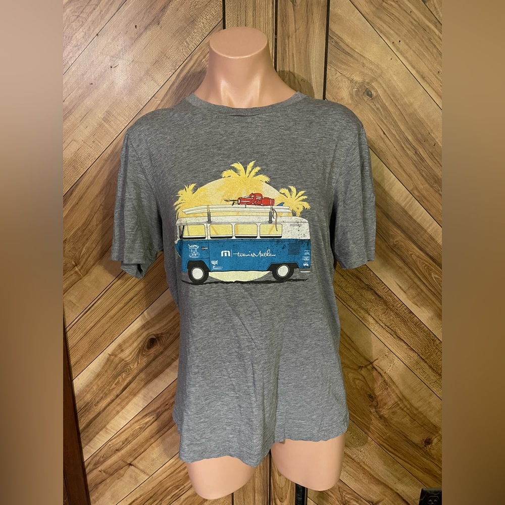 TravisMathew Men’s Medium Gray Shibby Graphic Print T-Shirt - Picture 2 of 7